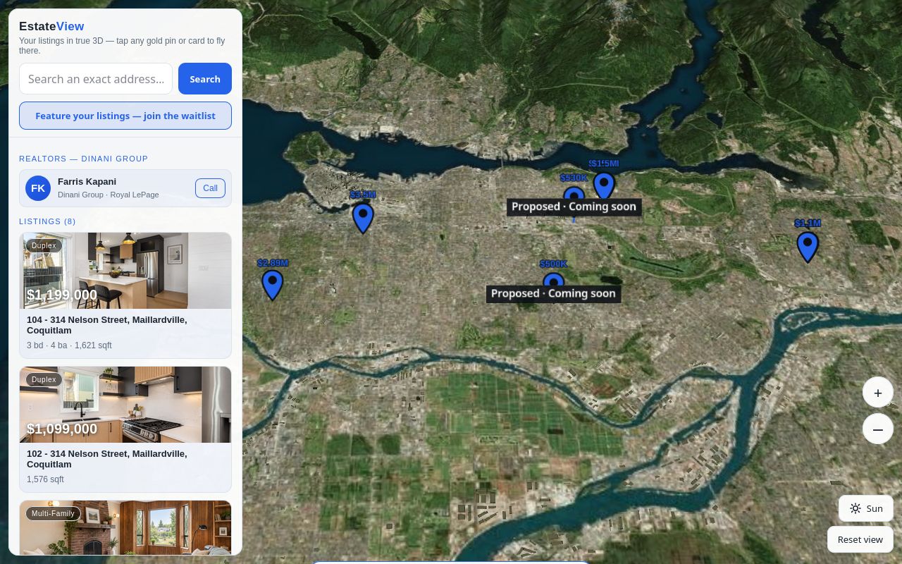 ESTATE3D — 3D listings map preview